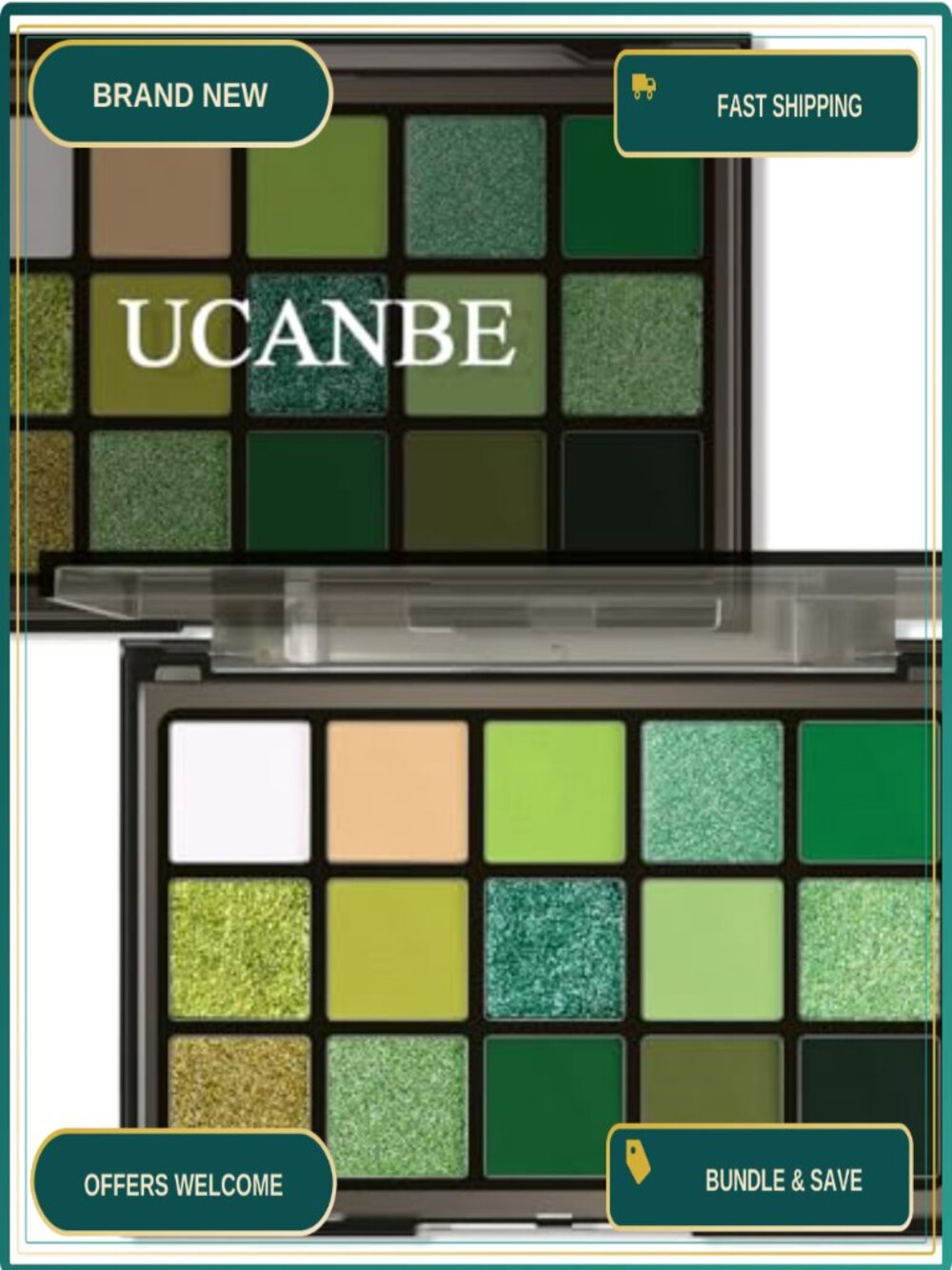 15 Shade Green Eyeshadow Palette Shimmer Matte Metallic Glitter Long Lasting